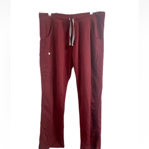 FIGS Technical Collection Scrub Pants Womens Size L/P Maroon Red Nurse Pockets - Picture 2 of 5